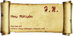 Hey Mátyás névjegykártya